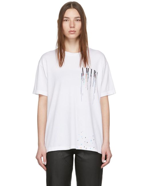 Amiri Cotton Paint Drip T-shirt in White - Lyst