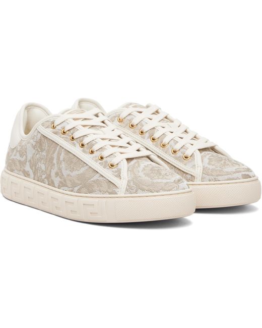 Versace Black Greca Jacquard Canvas Sneakers for men
