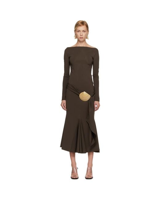 Conner Ives Black Recycled Spandex Shell Belt Maxi Dress