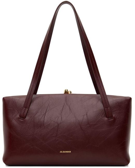 Jil Sander Purple Burgundy Goji Handle Soft Small Bag