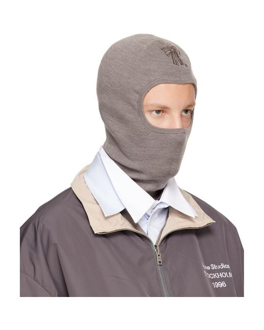 Acne Gray Taupe Merino Wool Balaclava for men