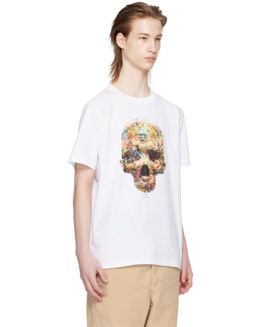 PS by Paul Smith White Sticker Skull T-shirt for men
