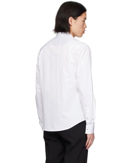 メンズ Wooyoungmi ホワイト バンドカラーシャツ White