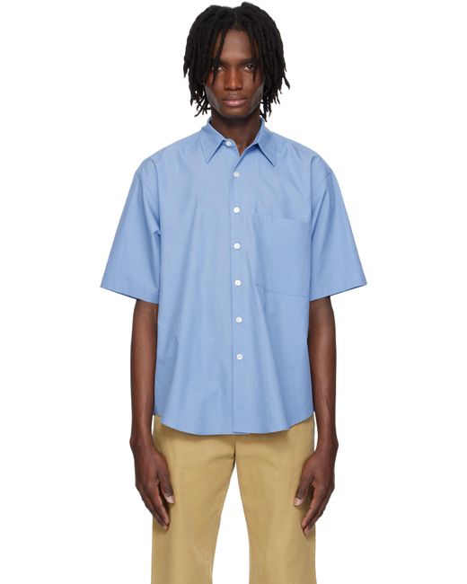 Auralee Blue Washed Finx Twill Shirt for men
