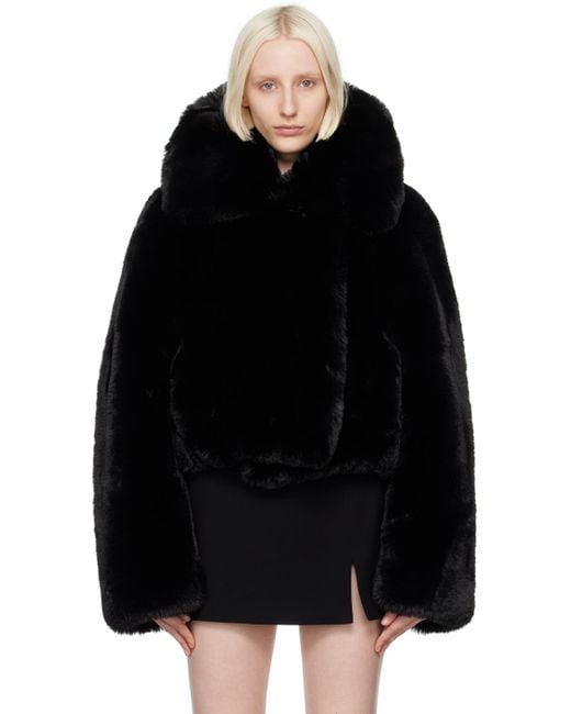 Acne Black Ofox Fluffy Faux Fur Jacket