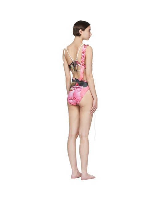 OTTOLINGER Black Pink & Brown Laced Bikini Top