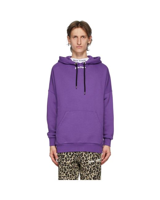 Palm Angels Purple Classic Logo Over Hoodie for Men - Lyst