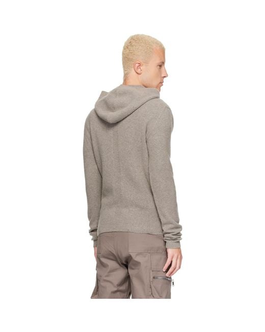 Rick Owens Gray Tower Felt Cashmere Hoodie for men
