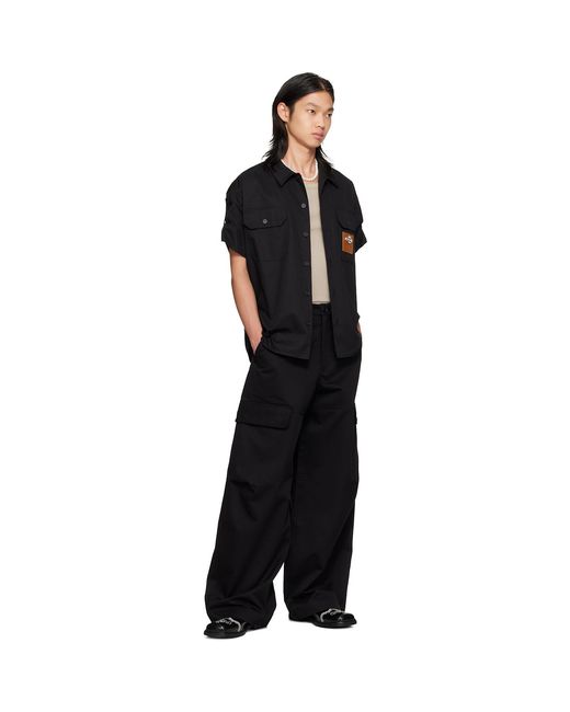 Simone Rocha Black Balloon Knee Pleat Cargo Pants for men