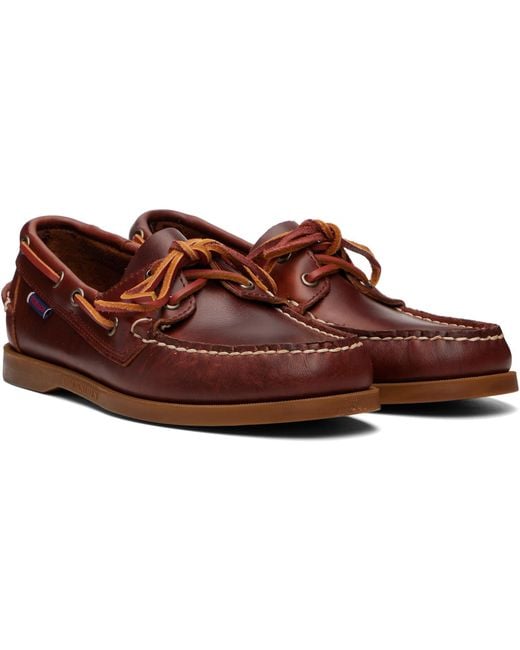 Sebago Brown Docksides Portland Waxed Boat Shoes for men