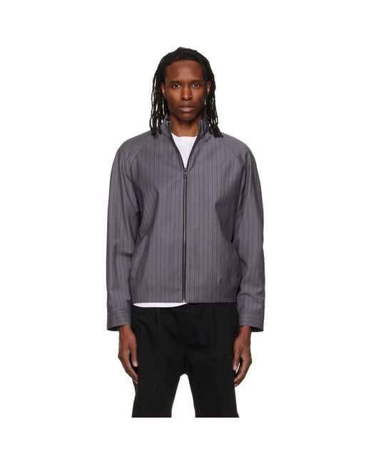 HUGO Gray Slim-Fit Chalk-Stripe Virgin Wool Jacket for men