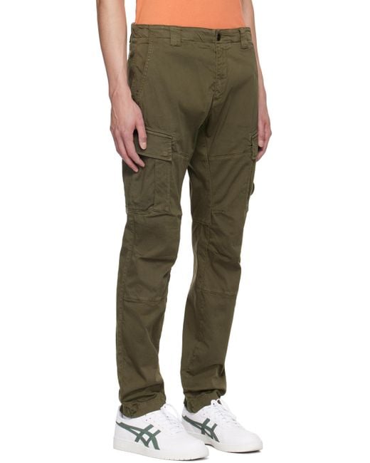 C P Company Green Khaki Ergonomic Cargo Pants for men
