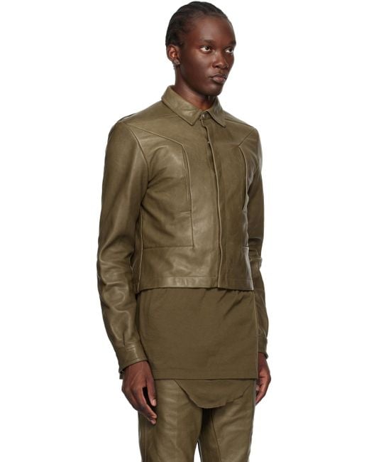 Khaki leather jacket hotsell