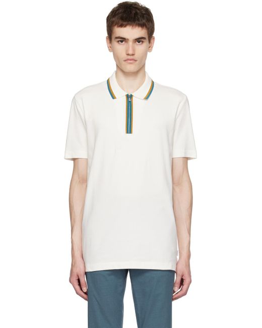 PS by Paul Smith Off-white Half Zip Polo for men