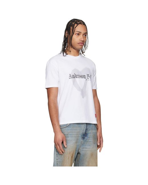ANDERSSON BELL White Essential Heart T-Shirt for men