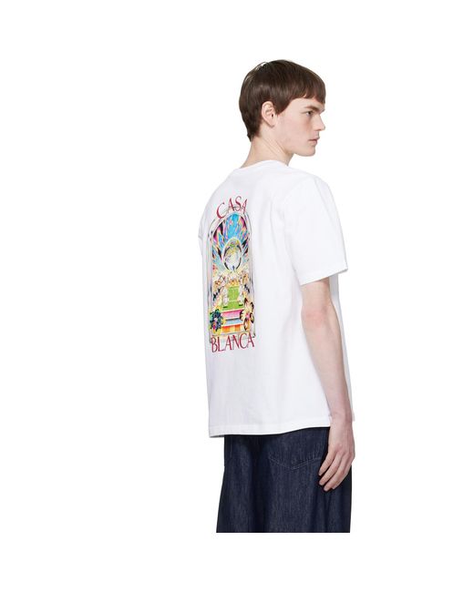 Casablanca White Tennis Landscape Short Sleeve T‑Shirt for men