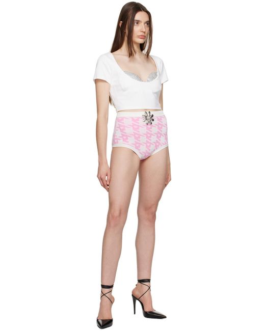 Area Multicolor Pink & Off-white Mussel Flower Hot Shorts