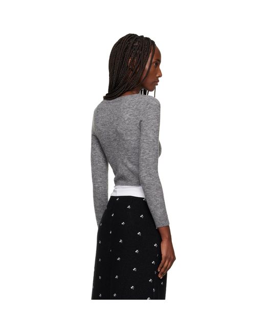 ShuShu/Tong Black Wide Round Neck Fitted Cardigan