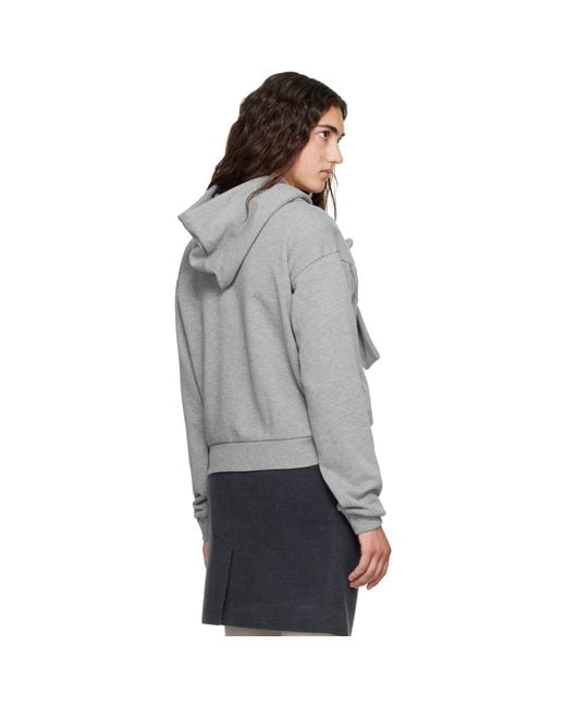 ShuShu/Tong Gray Tie Front Bow Hoodie
