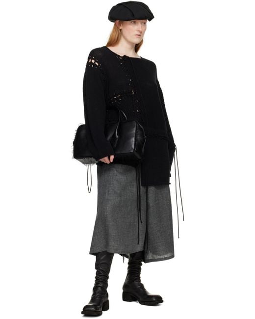 Y's Yohji Yamamoto Black Asymmetric Midi Skirt