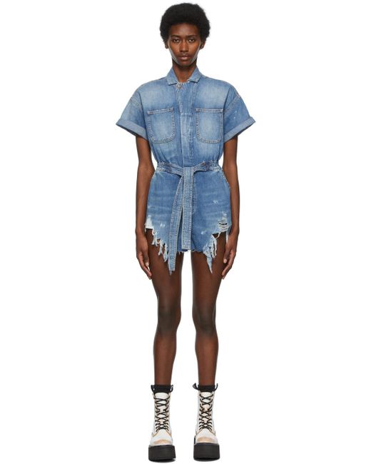 blue denim romper