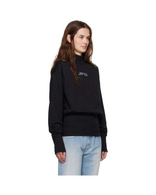 Jean Paul Gaultier Black Cropped Crew Neck 'Jpg' Sweatshirt