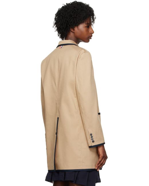 Thom Browne Natural Khaki Single-breasted Coat