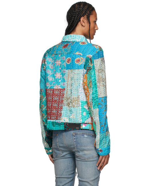 Patchwork Denim Jacket in Blue - Amiri