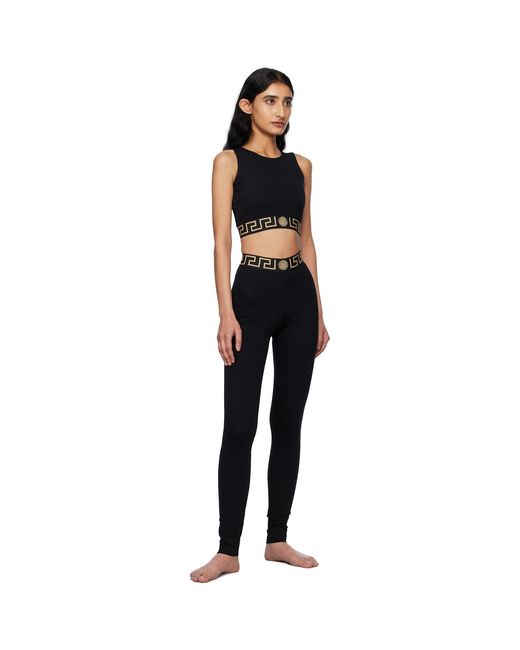 Versace Black Greca Border Leggings