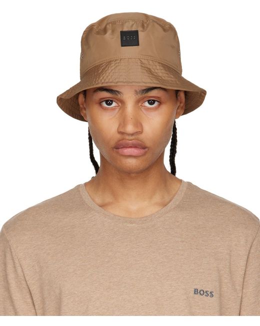 BOSS by HUGO BOSS Synthetic Saul Essential Bucket Hat in Natural for