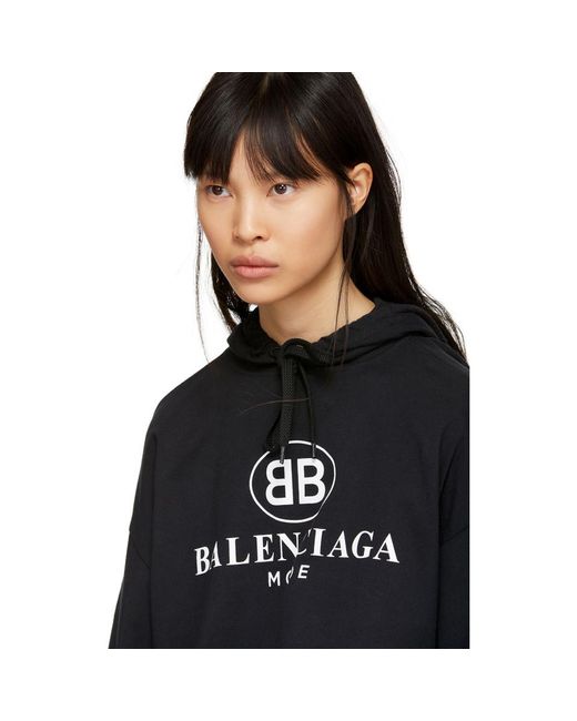 Balenciaga Black Open Back Bb Mode Logo Hoodie | Lyst Canada