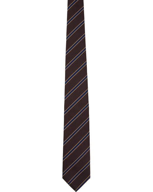 Auralee Black Silk Stripe Tie for men