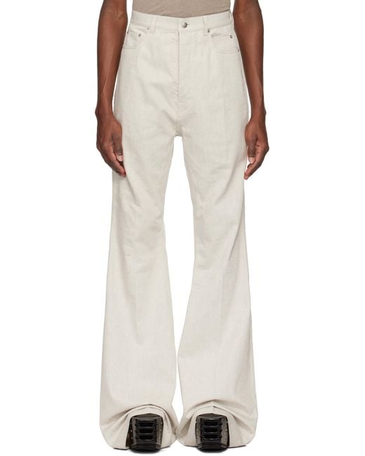 Rick Owens White Off- Hollywood Bolan Bootcut Jeans for men