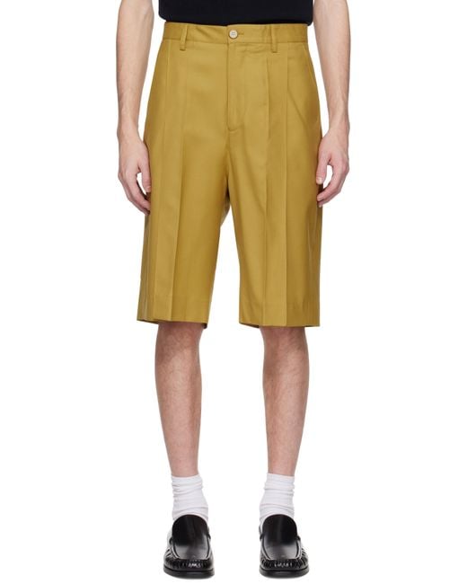 Cmmn Swdn Yellow Ara Deep Pleat Shorts for men