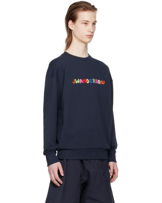 J.W. Anderson Blue Navy Embroidered Sweatshirt for men