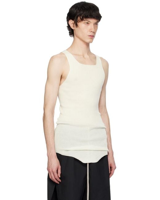 Rick Owens Black Off-white Ribbed Tank Top for men