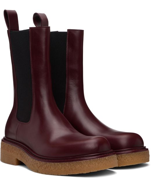 メンズ Bottega Veneta バーガンディ Haddock チェルシーブーツ Brown