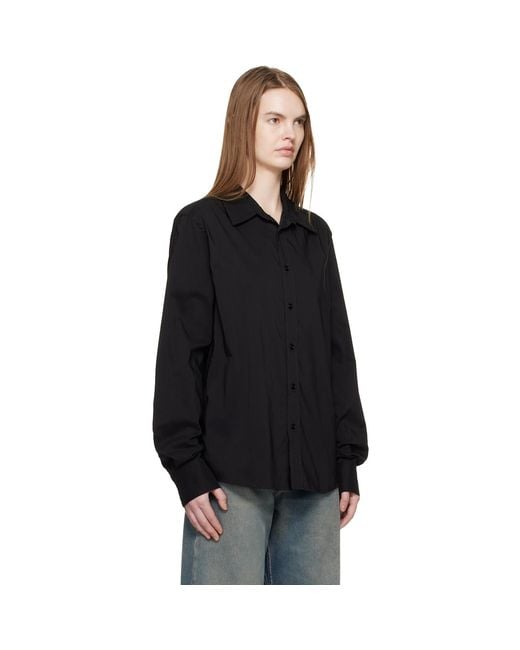 MM6 by Maison Margiela Black Poly Cotton Shirting Long-Sleeved Shirt