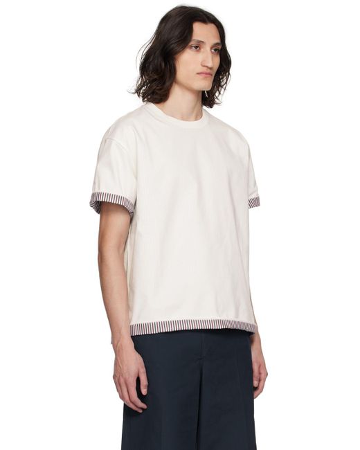 T-shirt étagé blanc Bottega Veneta pour homme en coloris White