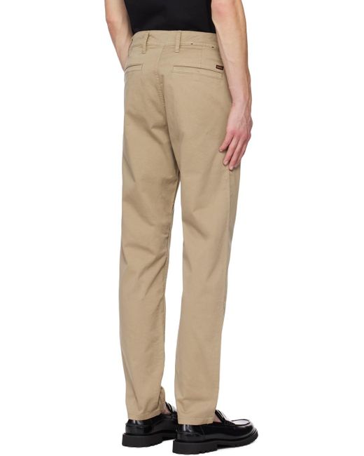 Boss Natural Beige Tapered-fit Trousers for men
