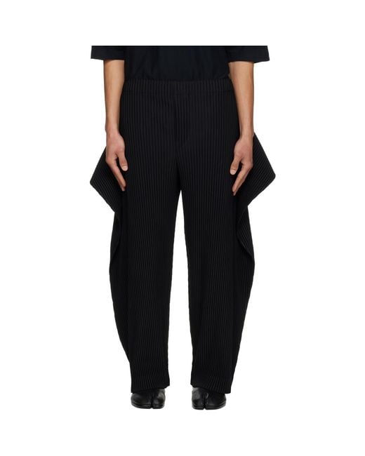 Homme Plissé Issey Miyake Black Cover And Fold Trousers for men