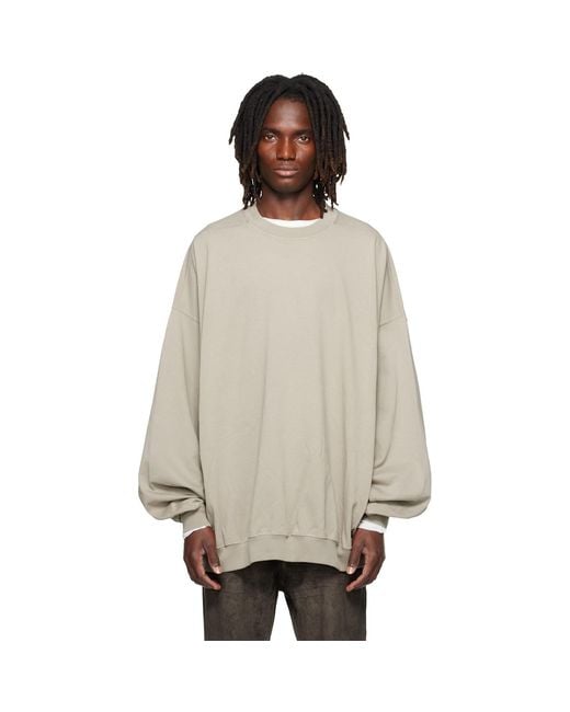 Rick Owens Gray Tower Hun Crewneck Sweatshirt for men