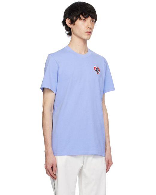 T-shirt bleu à écusson à logo Moncler pour homme en coloris Blue