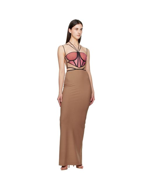 Nensi Dojaka Black Tan & Leila Signature Corset Maxi Dress