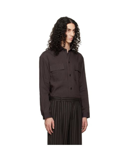 Boss Black Flap Pocket Linen Shirt for men