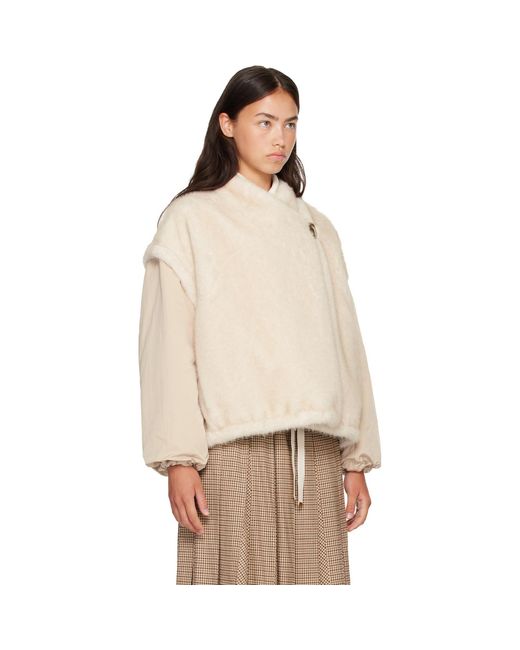 Moncler Natural Off- Chardonneret Faux-Fur Jacket