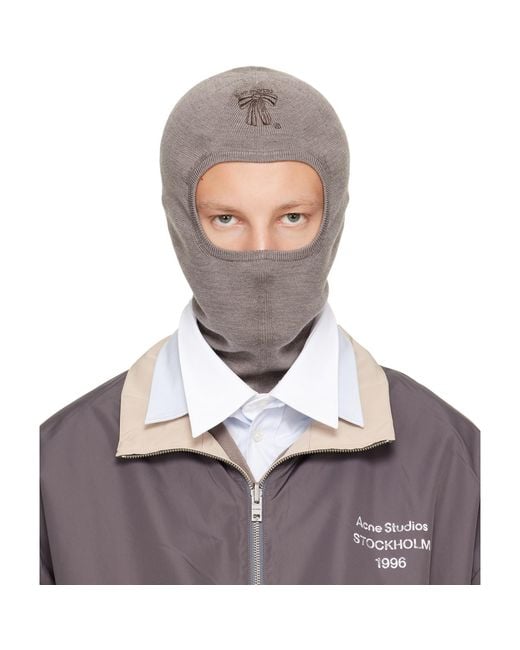 Acne Gray Taupe Merino Wool Balaclava for men