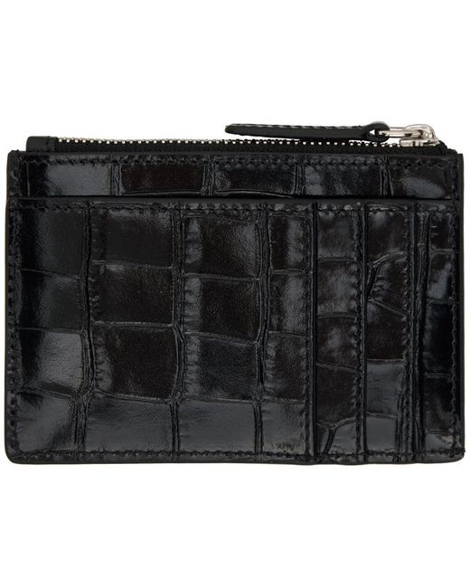 Versace Black Croc Medusa biggie Zipper Card Holder for Men | Lyst