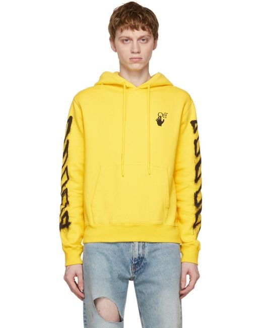 Off-White c/o Virgil Abloh Yellow Spray Marker Hoodie for men