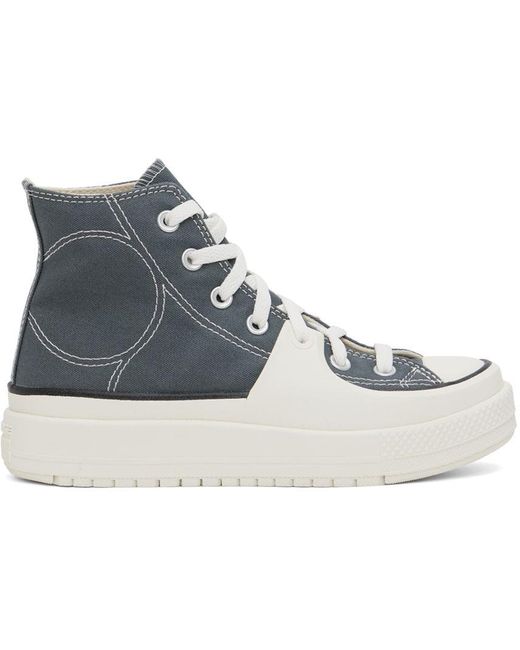 Converse Gray & White Chuck Taylor All Star Construct Sneakers in Black ...